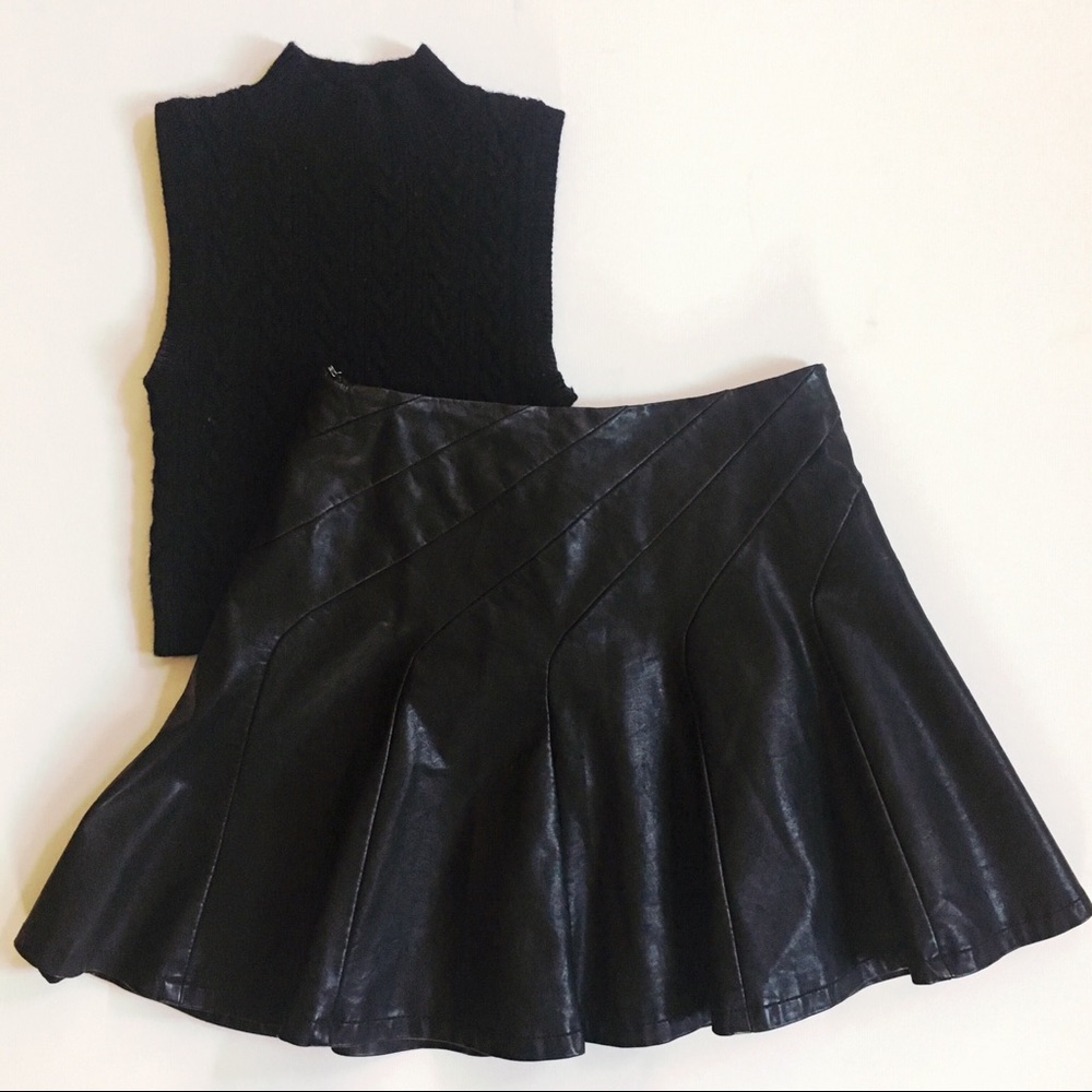 Faux leather free people skirt